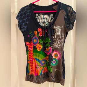 Desigual Multicolor Graphic Short Sleeve Tee